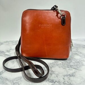 Florence Italian Leather cognac Brown Crossbody mini Bag